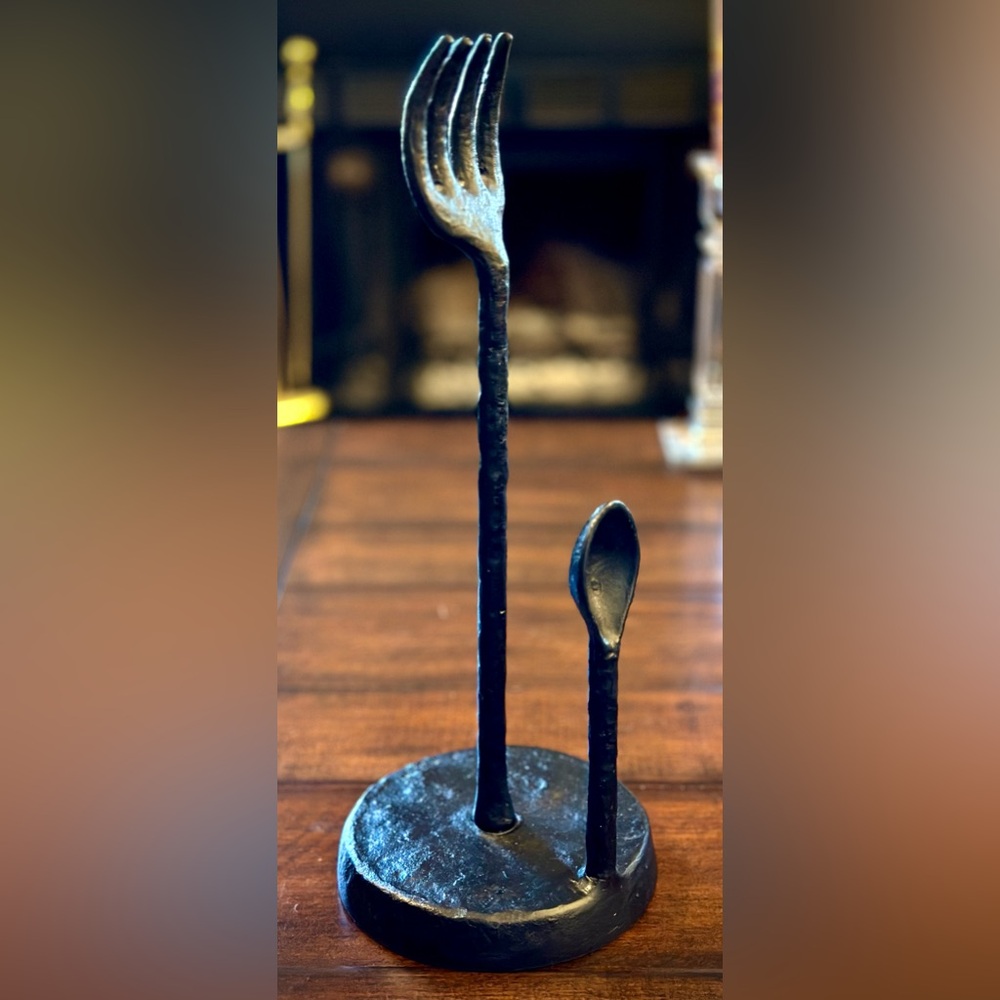 Vintage Pottery Barn Rustic-style Fork & Spoon Paper Towel Holder